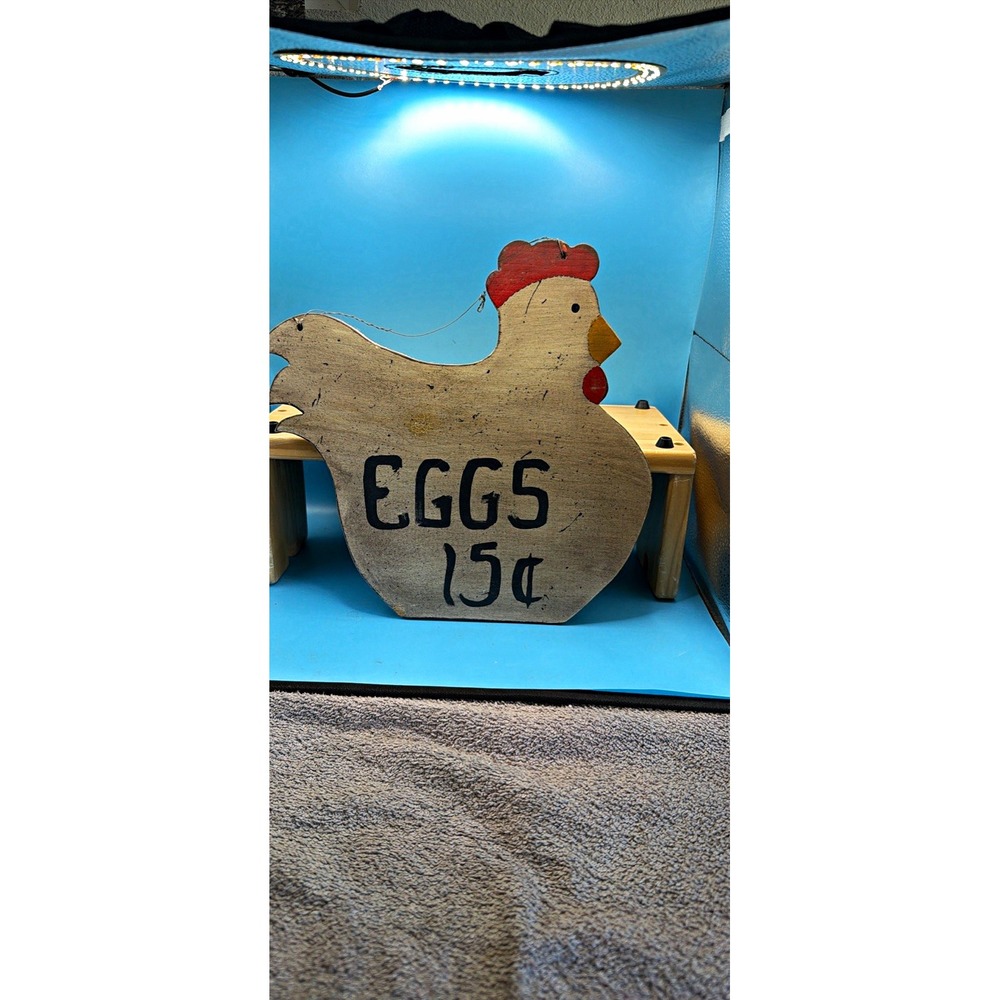Farmhouse chic  Rustic Wood Rooster Chicken Sign "EGGS 15¢" Hand Painted